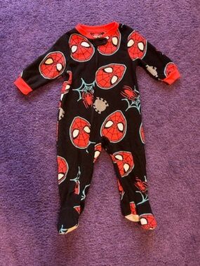 Marvel Spiderman baby fleece Footie zip up - Size 12 months